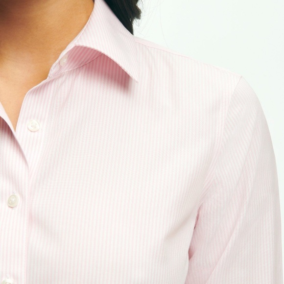 Fitted Stretch Supima® Cotton Non-Iron Mini Stripe Dress Shirt - Picture 2 of 7